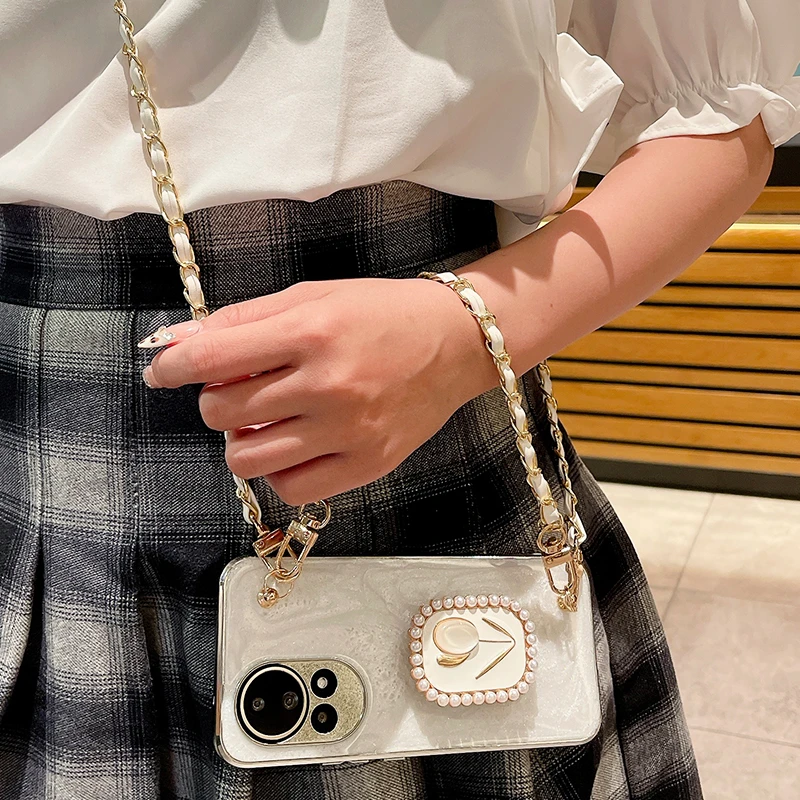 适用华为nova14手机壳13Pro郁金香支架12链条11斜跨10背带9滴胶8