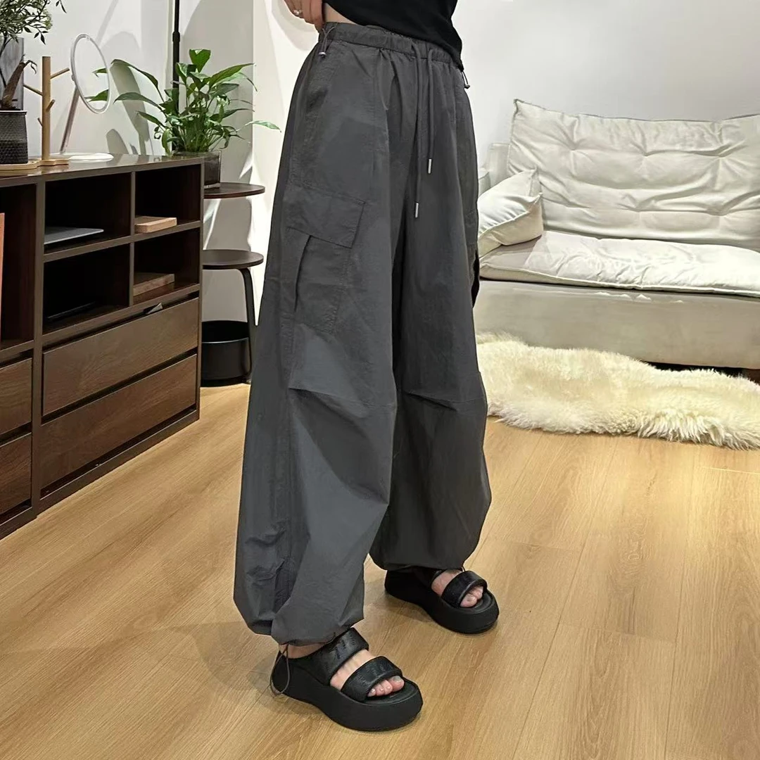 夏季立体剪裁裤型百搭高街抽绳工装休闲裤5-6-1