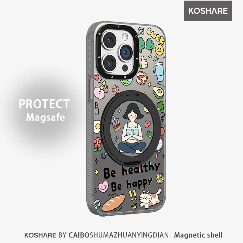 网红同款磁吸支架适用苹果16手机壳17pro支点13promax小众15防摔