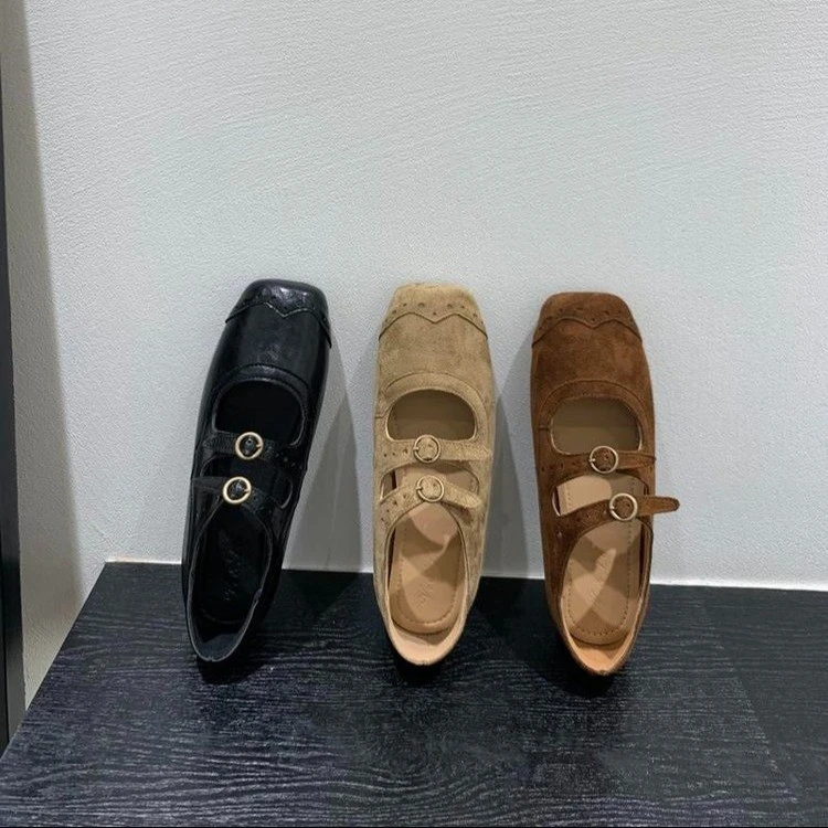 玛丽珍鞋方头女鞋豆豆鞋鞋子平跟软底2025秋季新款浅口耐磨单鞋