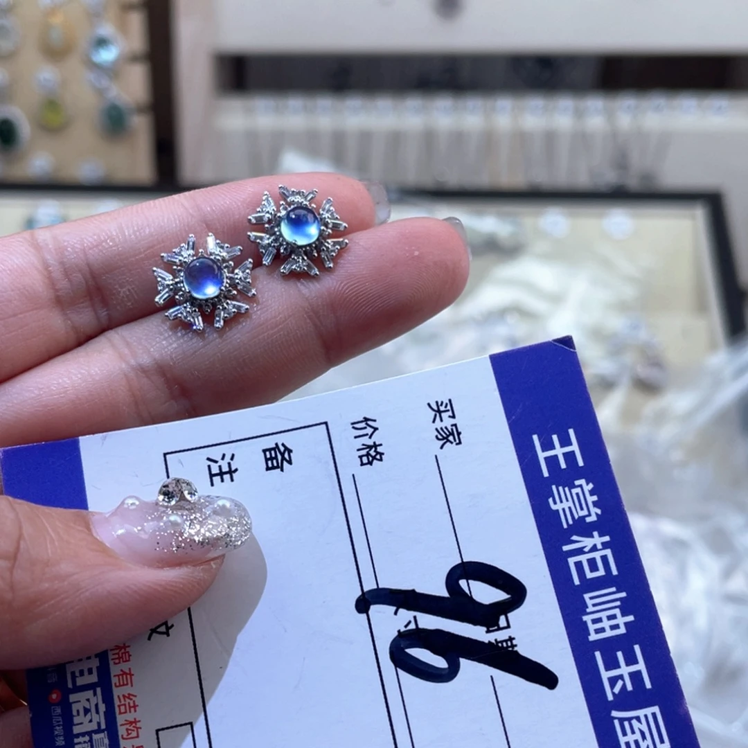 银S925镶嵌海蓝宝石戒圈