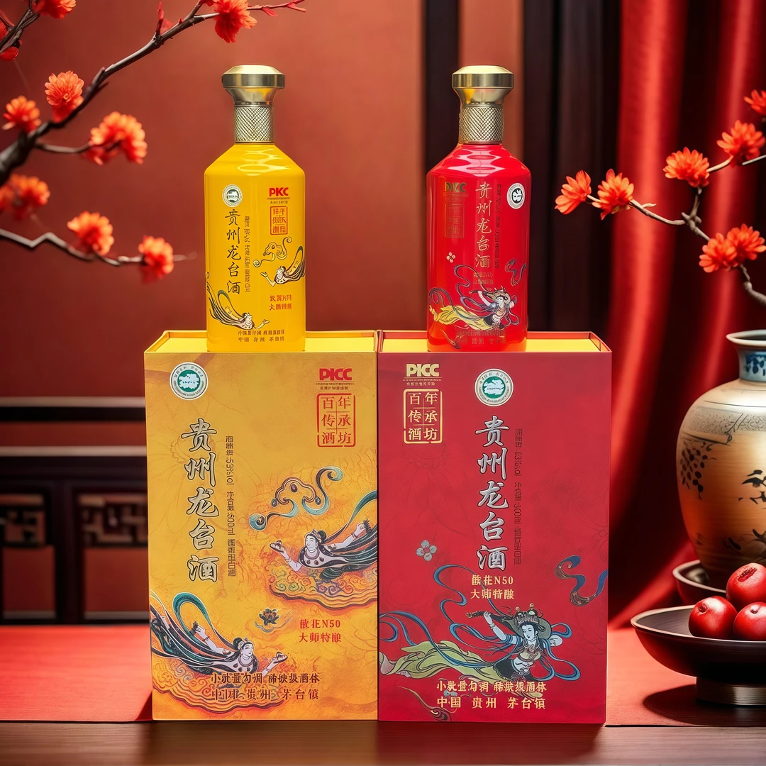 文公台【贵州龙台酒】纯粮酿造53°酱香型白酒500ML双支装53度