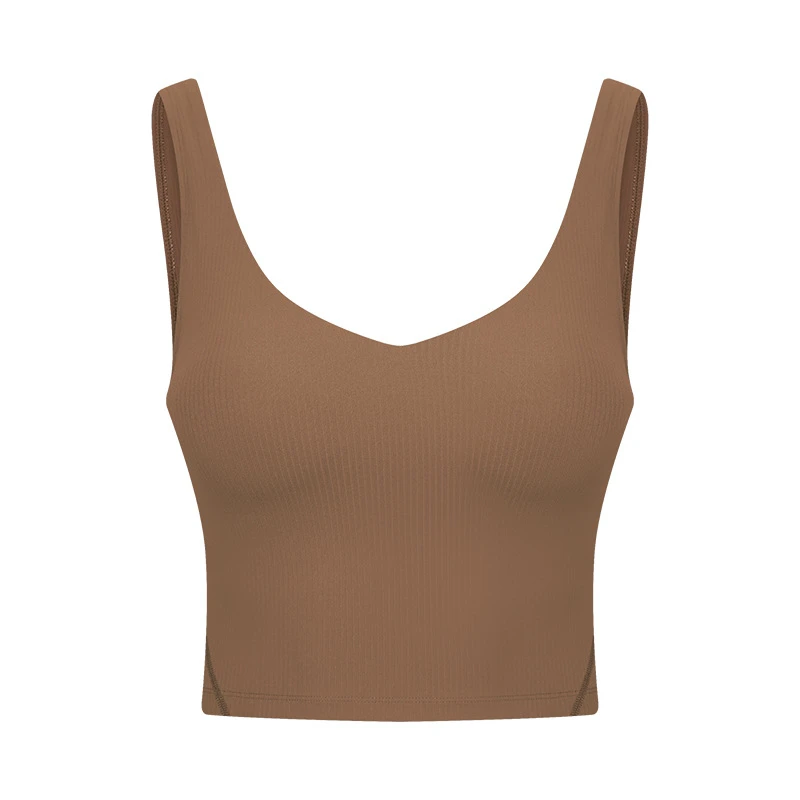 DT376 螺纹V领简约双肩带运动背心