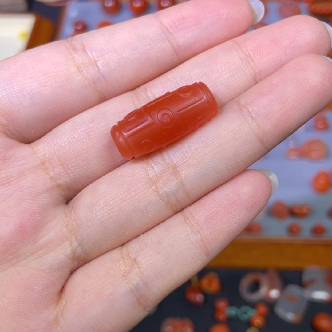 南红玛瑙樱桃红九眼天珠桶珠未镶嵌
