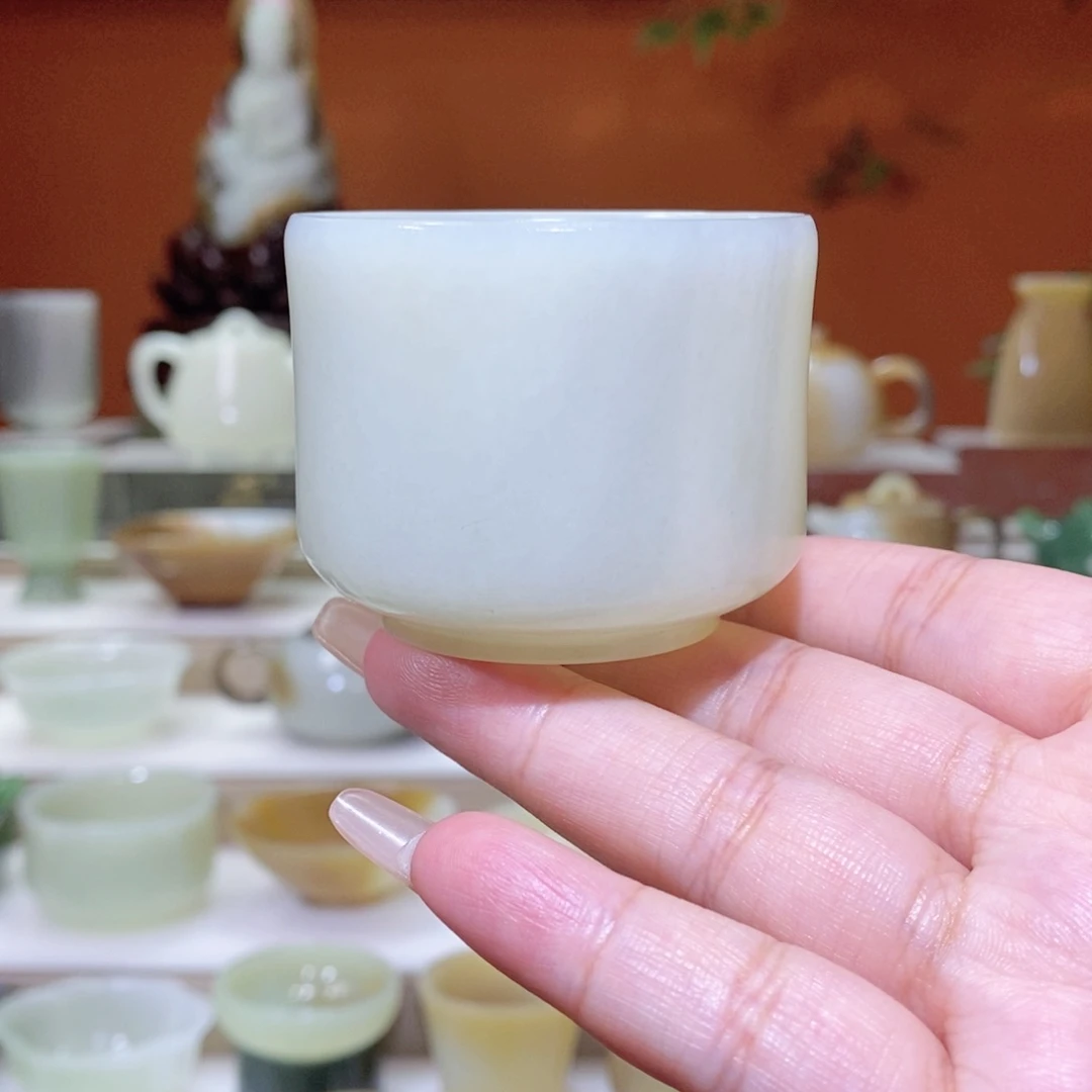 未镶嵌和田玉摆件新疆和田玉青花主人杯