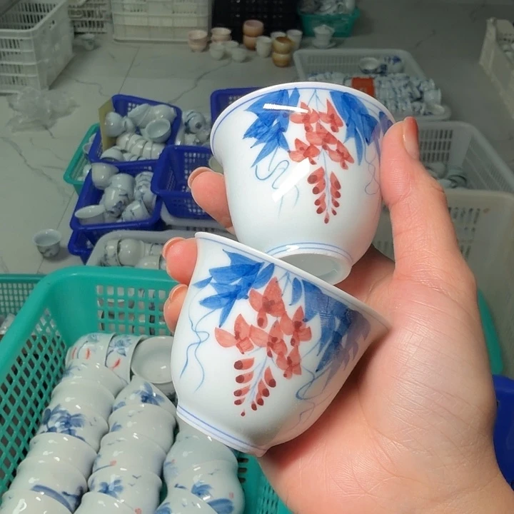 微瑕老物件影青系列茶杯两个