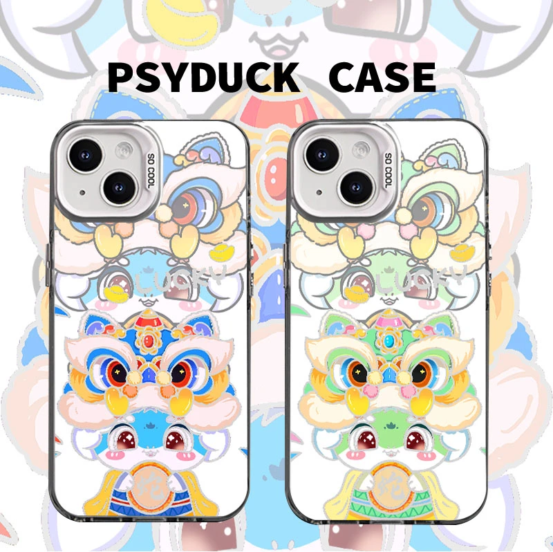 适用苹果华为一加iQOO小米蓝色情侣小蛇彩银白底动漫防摔手机壳