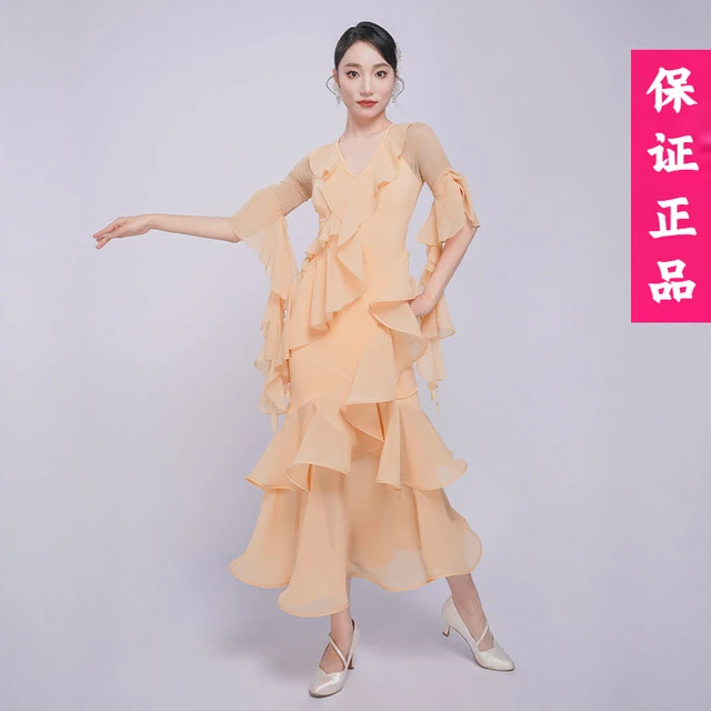 扉姿摩登舞连衣裙2025新款成人女华尔兹交谊舞表演服国标舞服3052