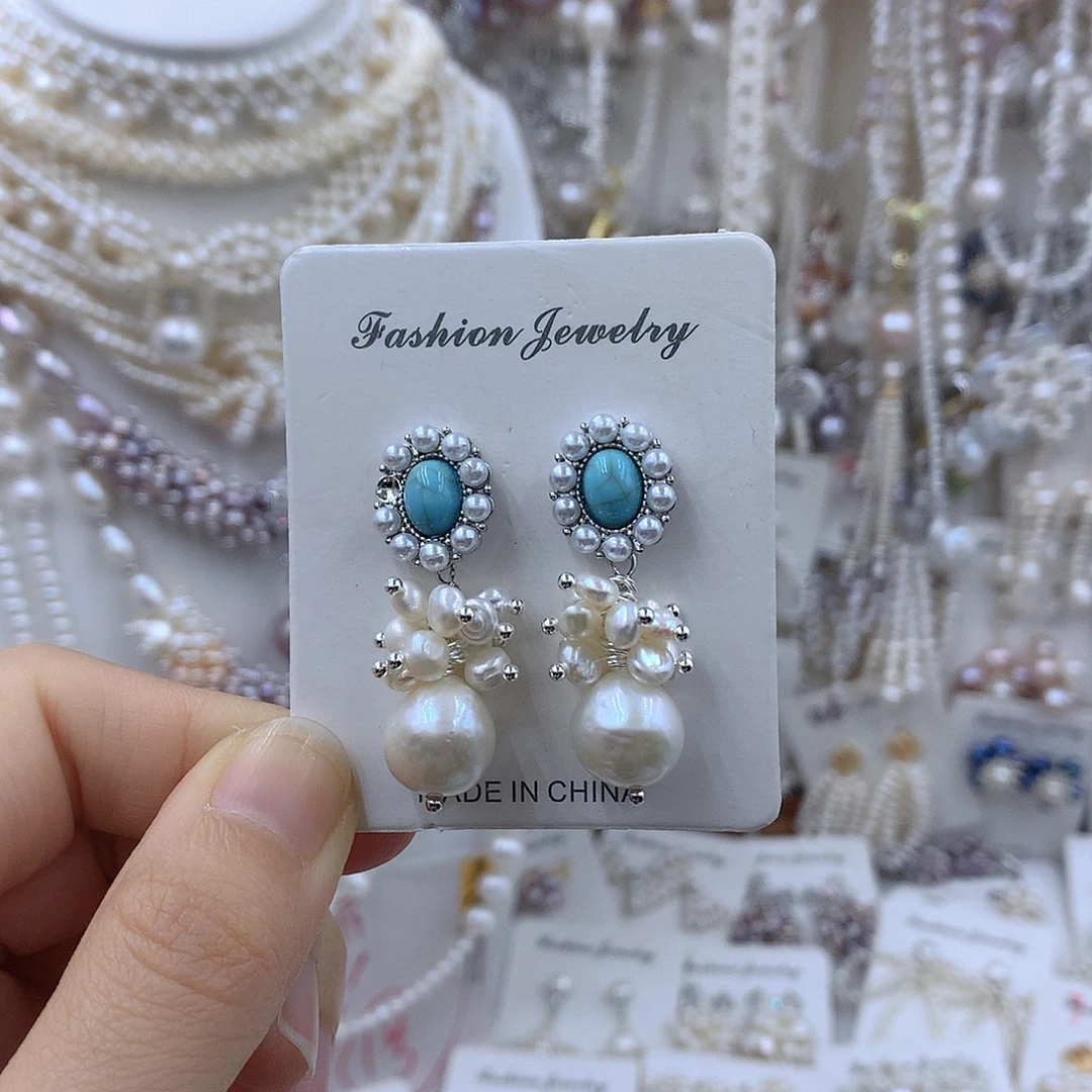 项链耳饰银S925镶嵌淡水珍珠