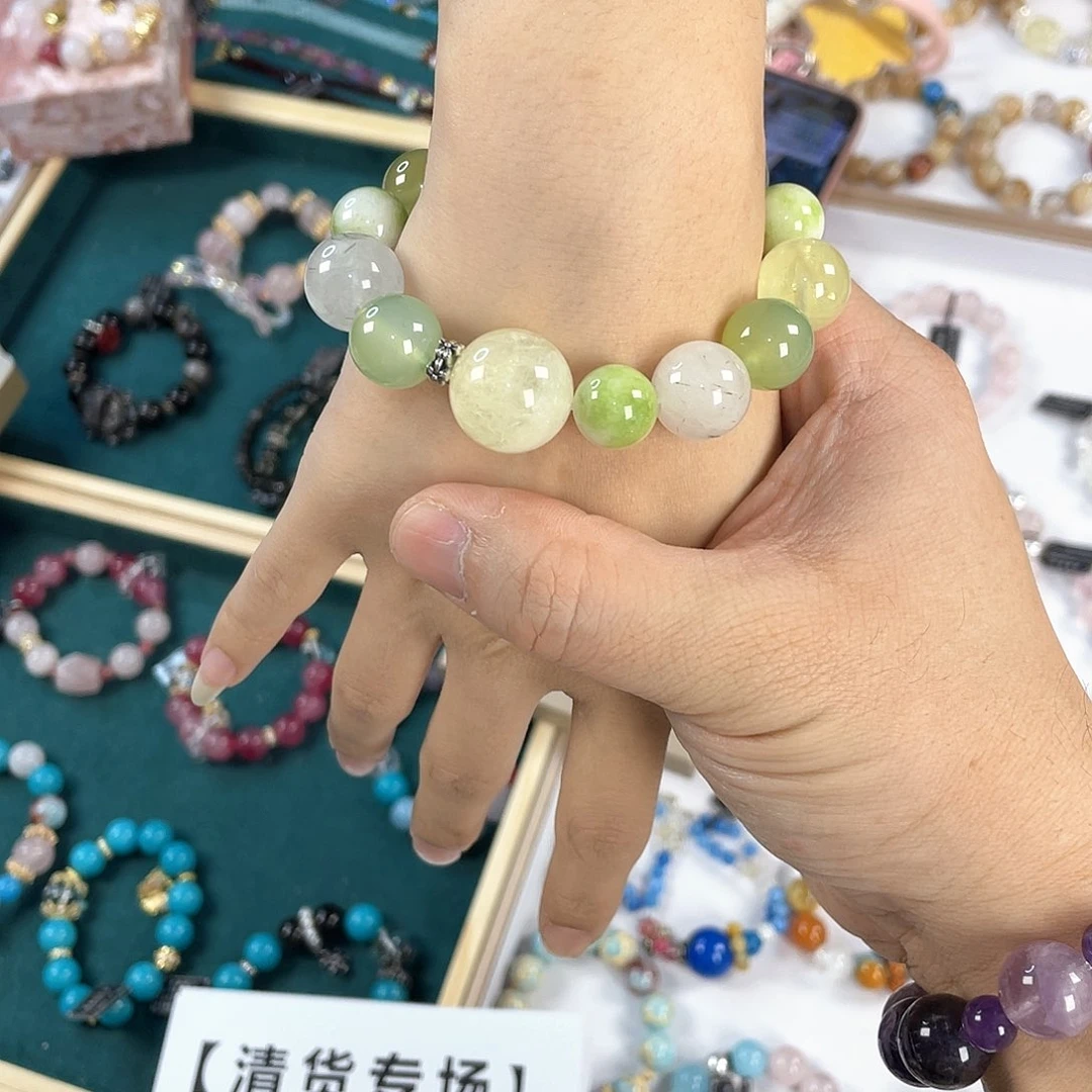 水晶手链银S925镀金镶嵌