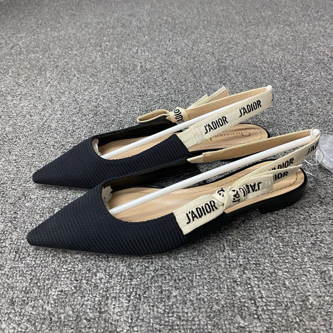 99新 DIOR/迪奥 99新/35码/摆放品/针织面标语绑带平底鞋/BF01429