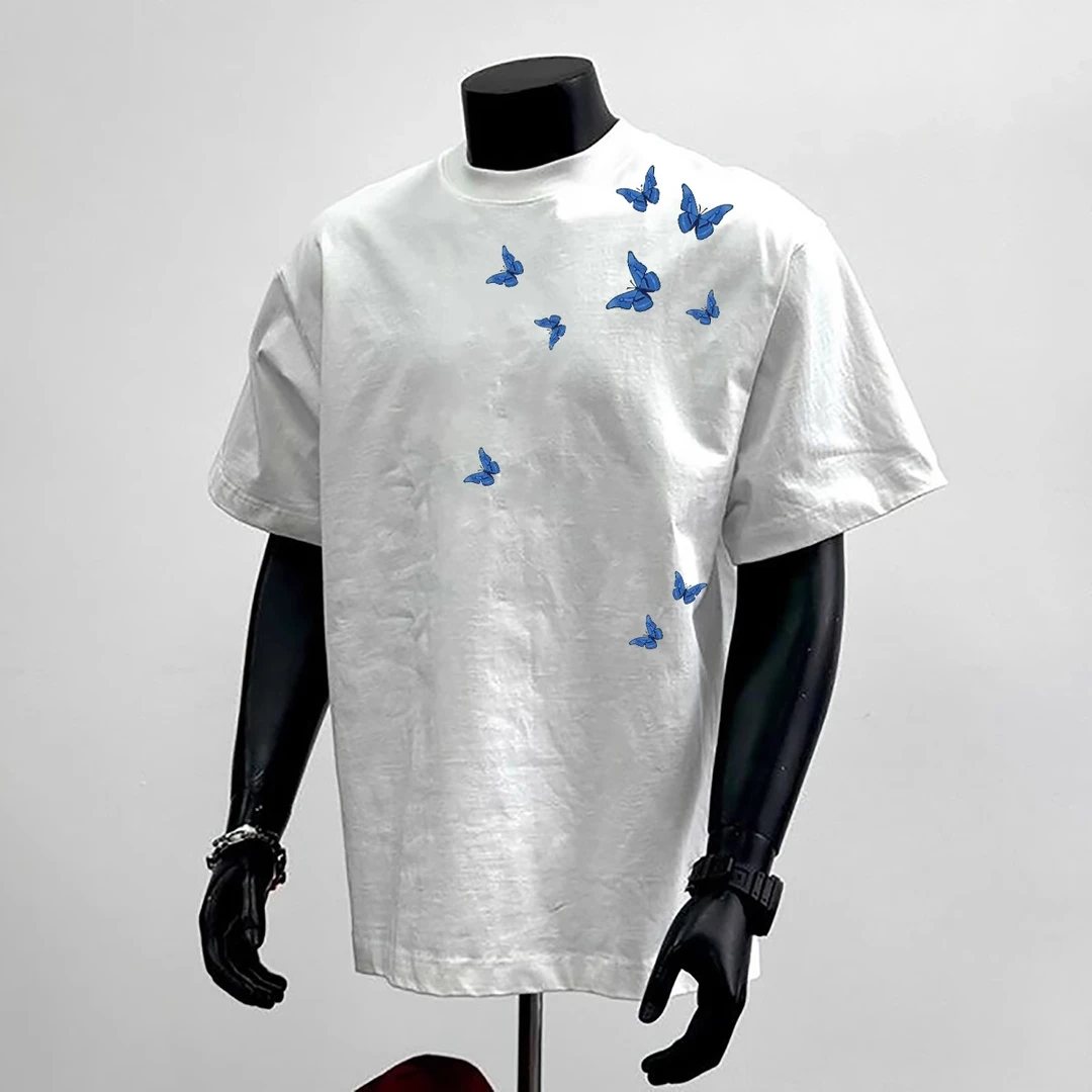 加肥加大码300斤美式复古纯棉短袖t恤男女宽松百搭情侣上衣体恤潮