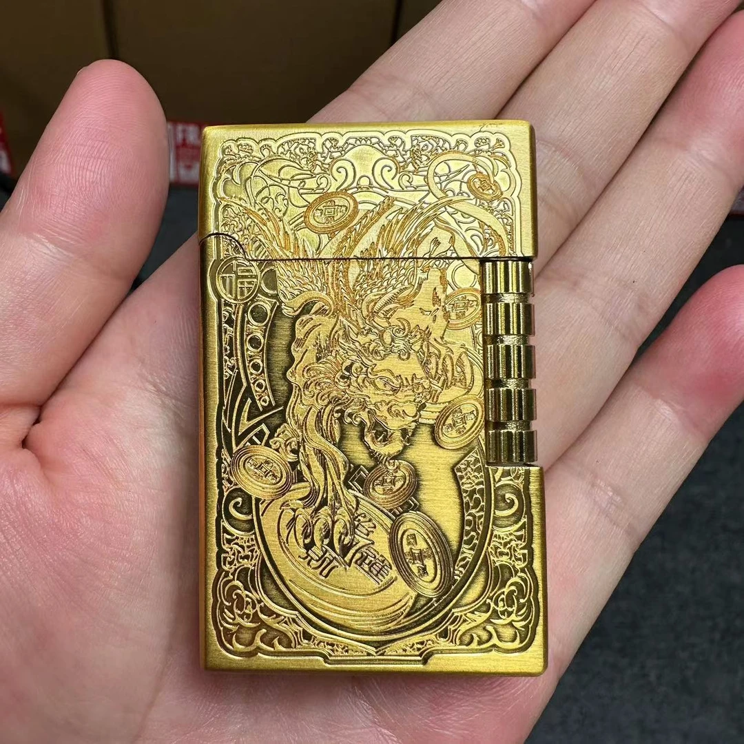 金色貔貅朗声侧打充气打火机（需自行充气）