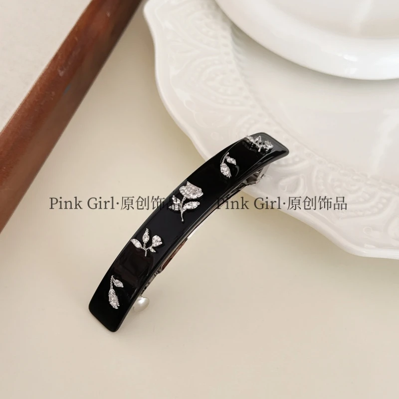 Pink Girl  T167醋酸雕花弹簧夹气质百搭小众秋冬发饰发夹优雅