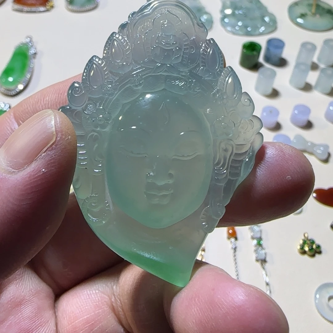 定制翡翠未镶嵌翡翠观音首