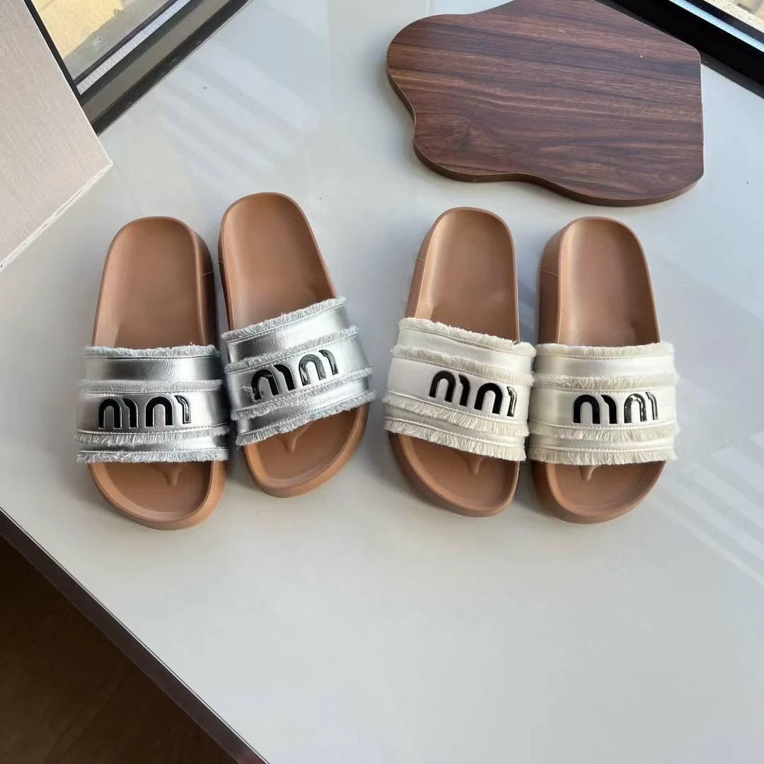 X夏季设计款一字带毛边时尚百搭厚底拖鞋S0003