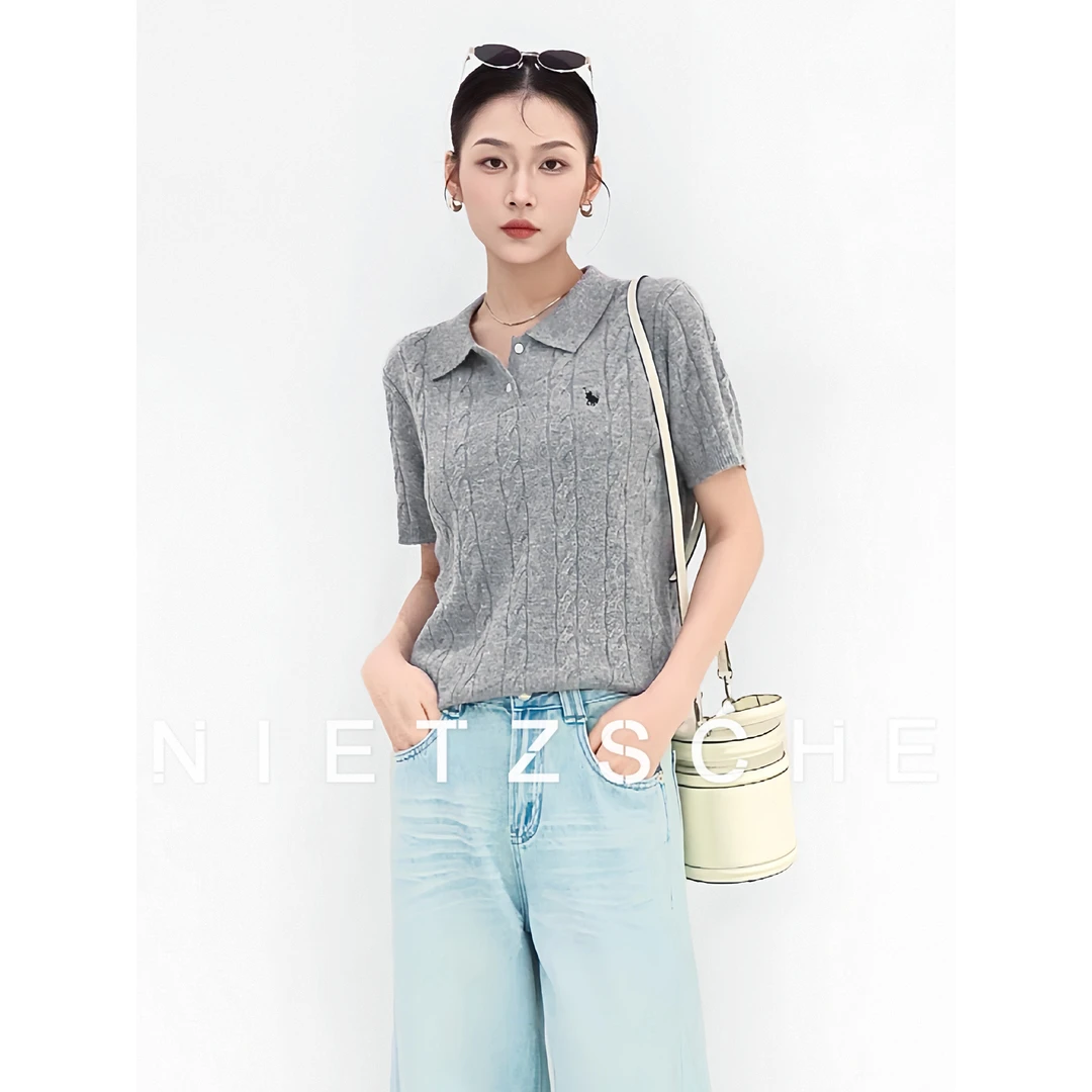 Nietzsche｜经典拉夫｜polo衫1oo%羊毛立体绞花毛衣polo短袖81000