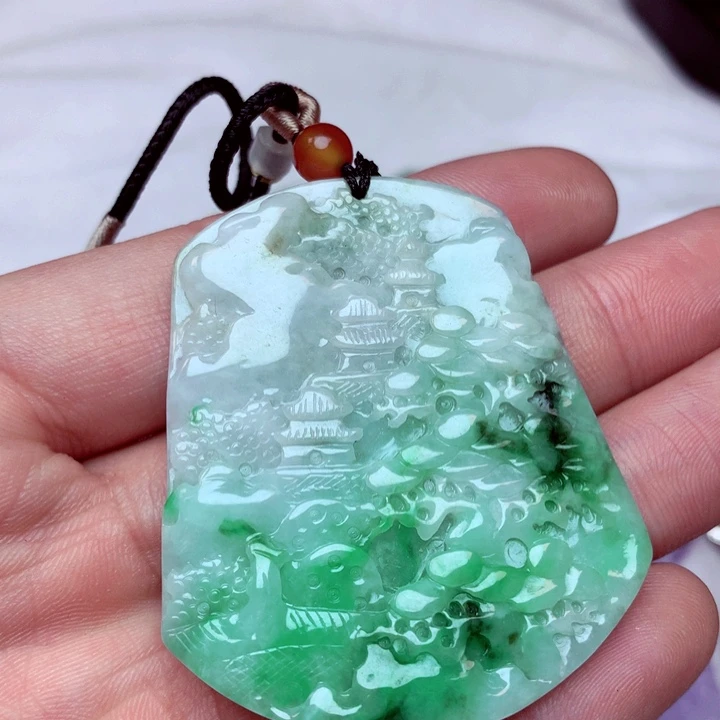 翡翠吊坠(不含链)银S925镶嵌