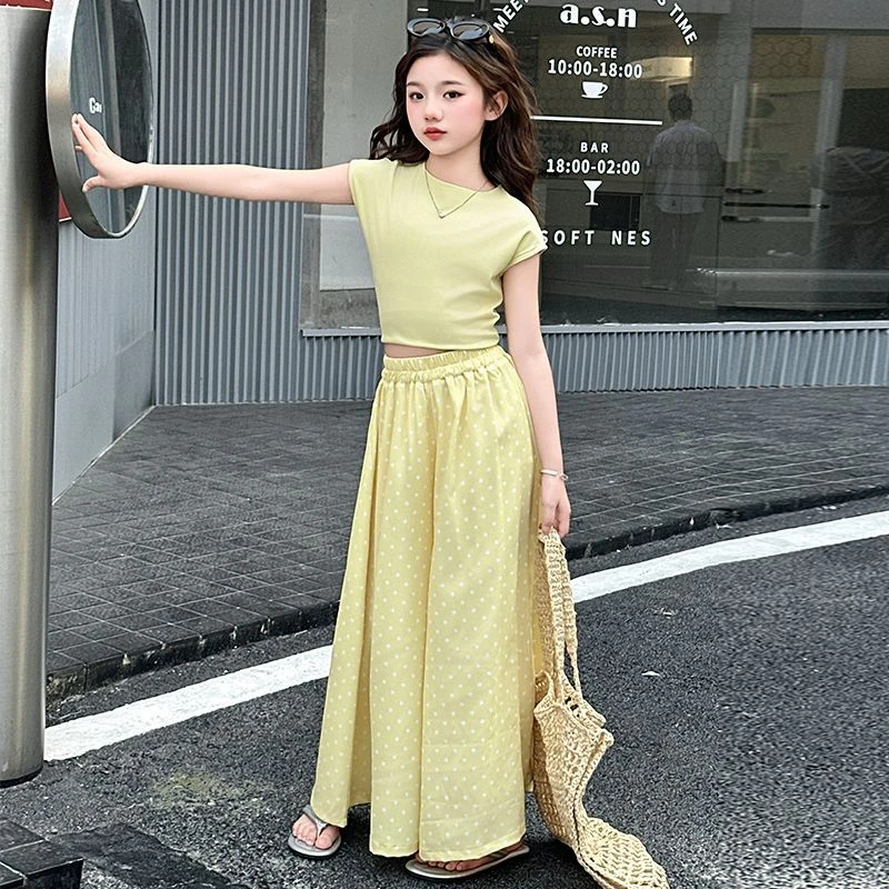 女童夏季薄款套装中大童装洋气时髦新款儿童夏装小女孩裙裤两件套