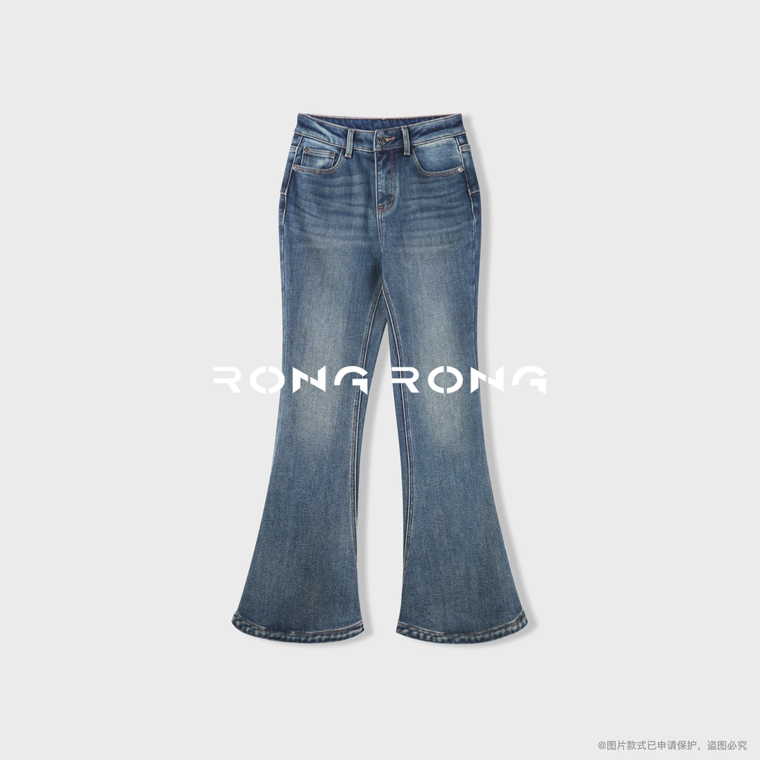 溶溶【马蹄神裤】RONGRONG 高腰收腹拉腿完美比例马蹄牛仔裤28135