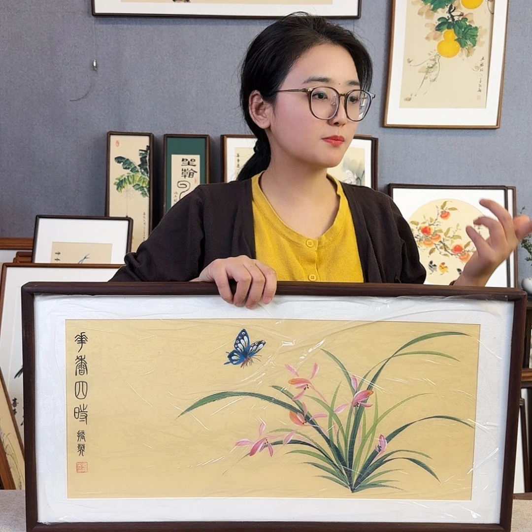 国画手绘带框尺寸： 36*69