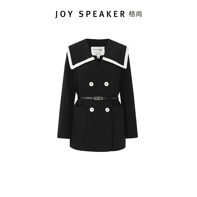 【JS207】JOY SPEAKER桔尚气质黑色娃娃领时尚休闲外套女秋季