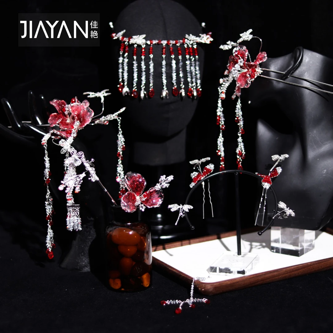 9011新款红银色秀禾头饰高端气质加厚款影楼跟妆新娘头饰