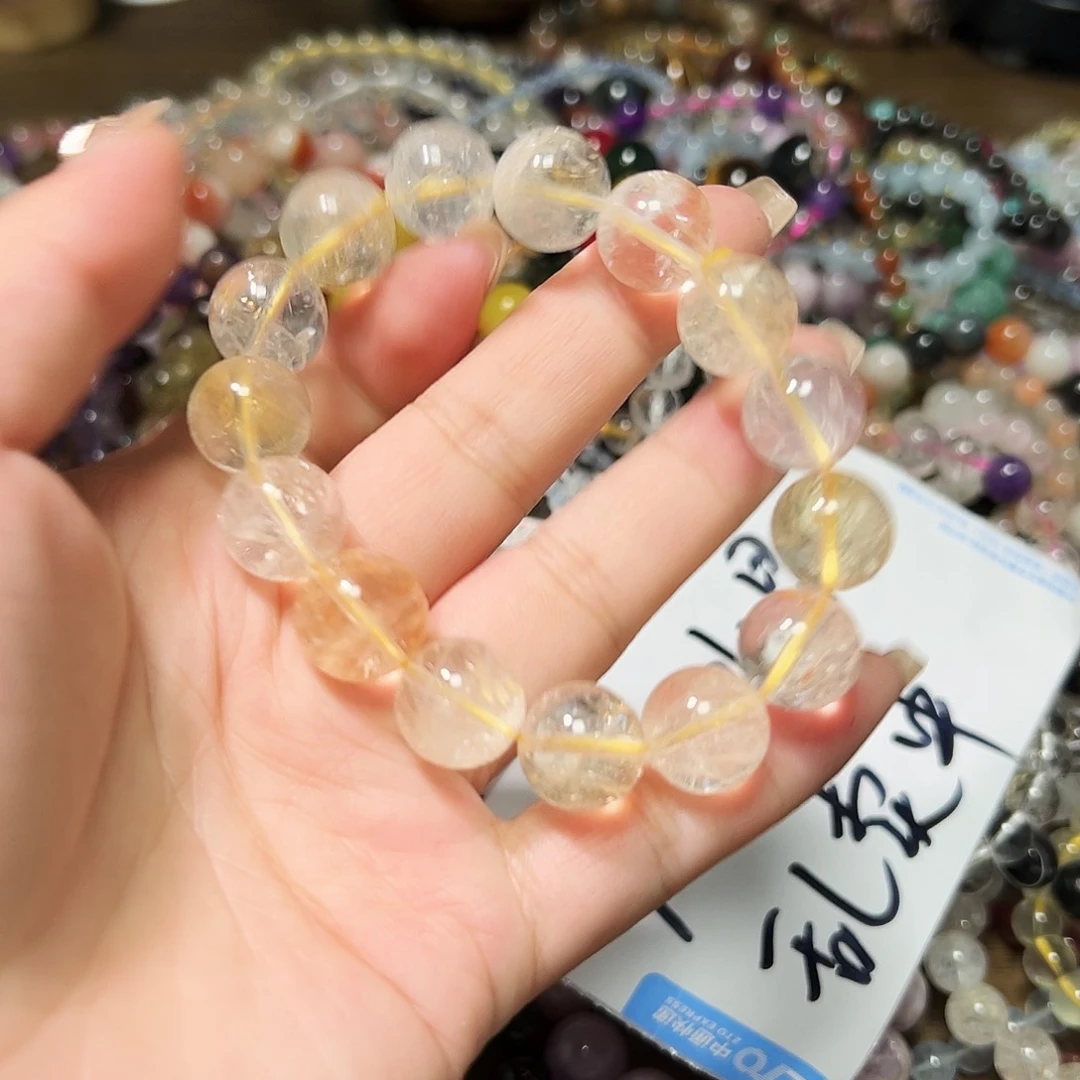 水晶手链未镶嵌14毫米黄啊赛水晶手链