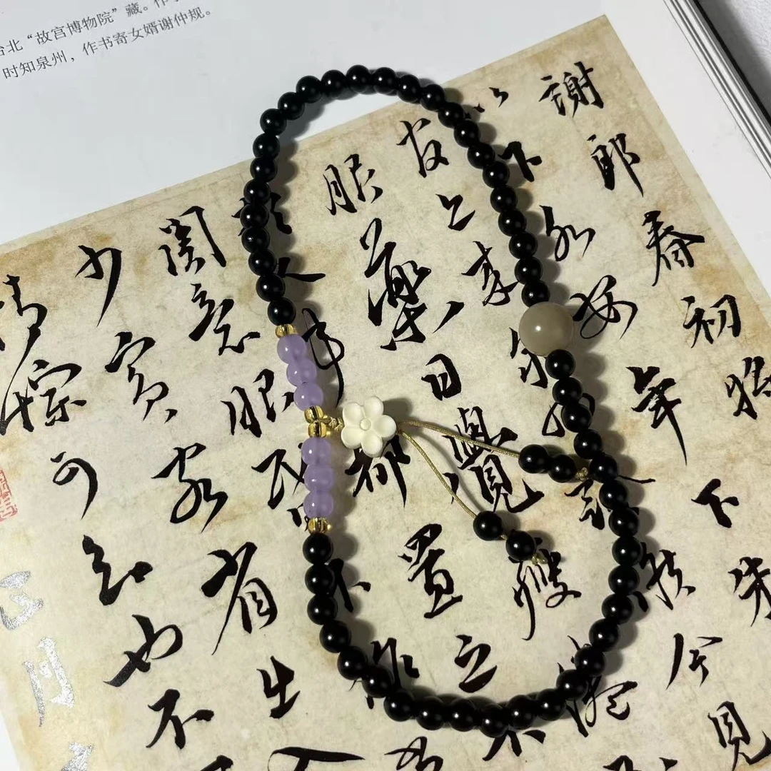 b082黑檀木+顶珠+花