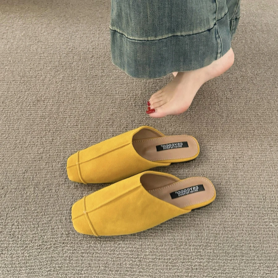 【官方旗舰正品】慵懒时尚包头半拖鞋女外穿新款复古气质休闲懒人平