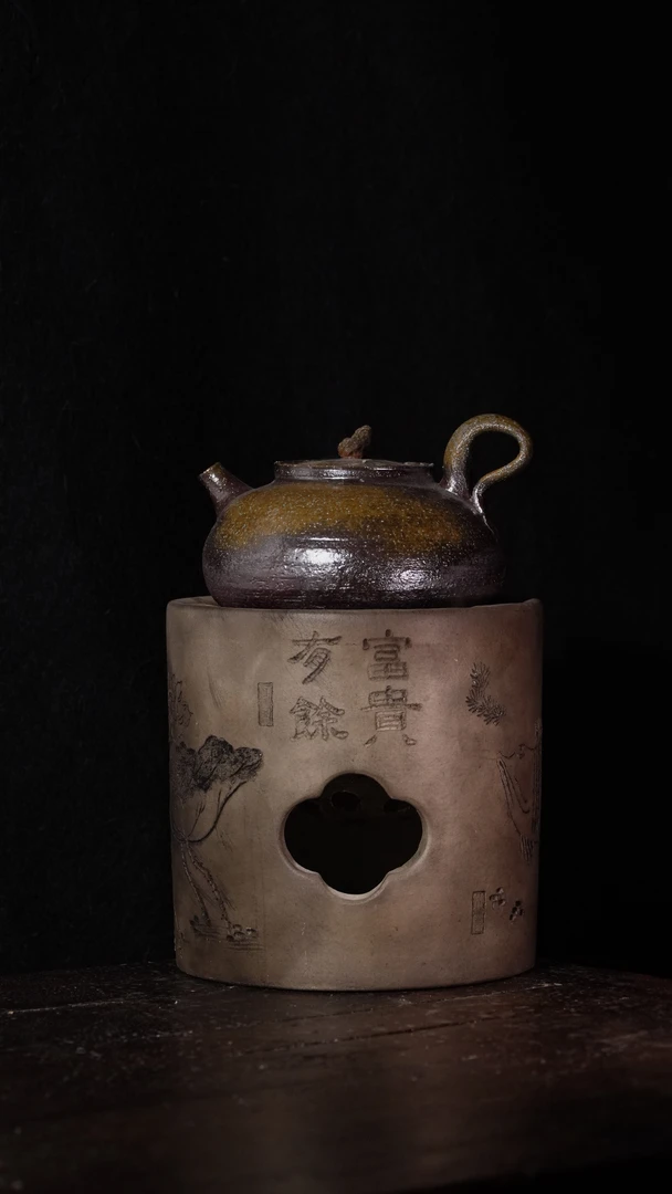 潮州纯手工柴烧简约正把煮水砂铫壶大海棠炭炉侘寂风