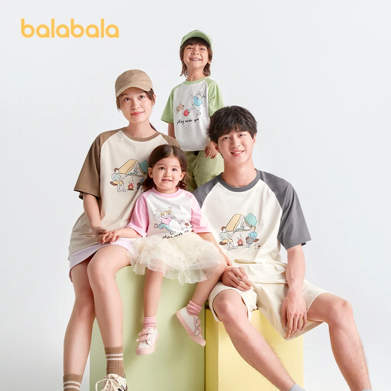 【爆款T恤】巴拉巴拉儿童亲子装T恤短袖上衣夏季半袖男女童夏装宝宝