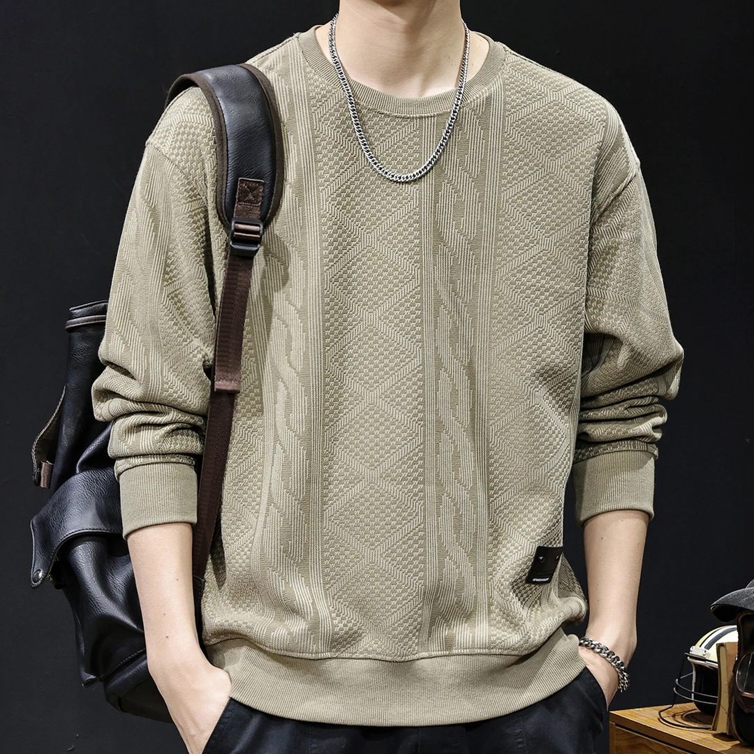 MR.MUDI/穆迪先生针织提花卫衣男士秋季新款潮牌宽松大码休闲长袖