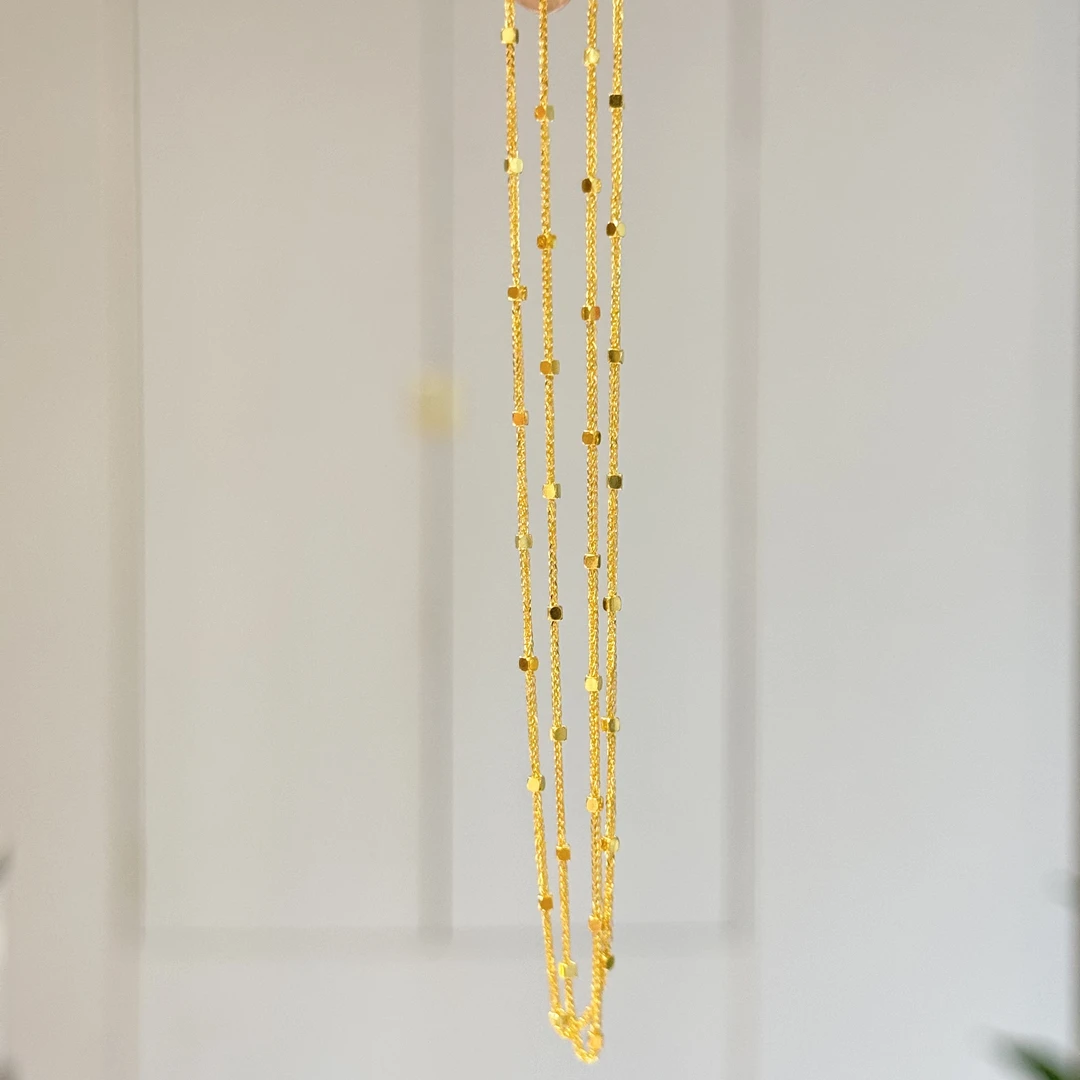 Q【肖邦小方糖链40cm】 足金999精工5G@多样性发一
