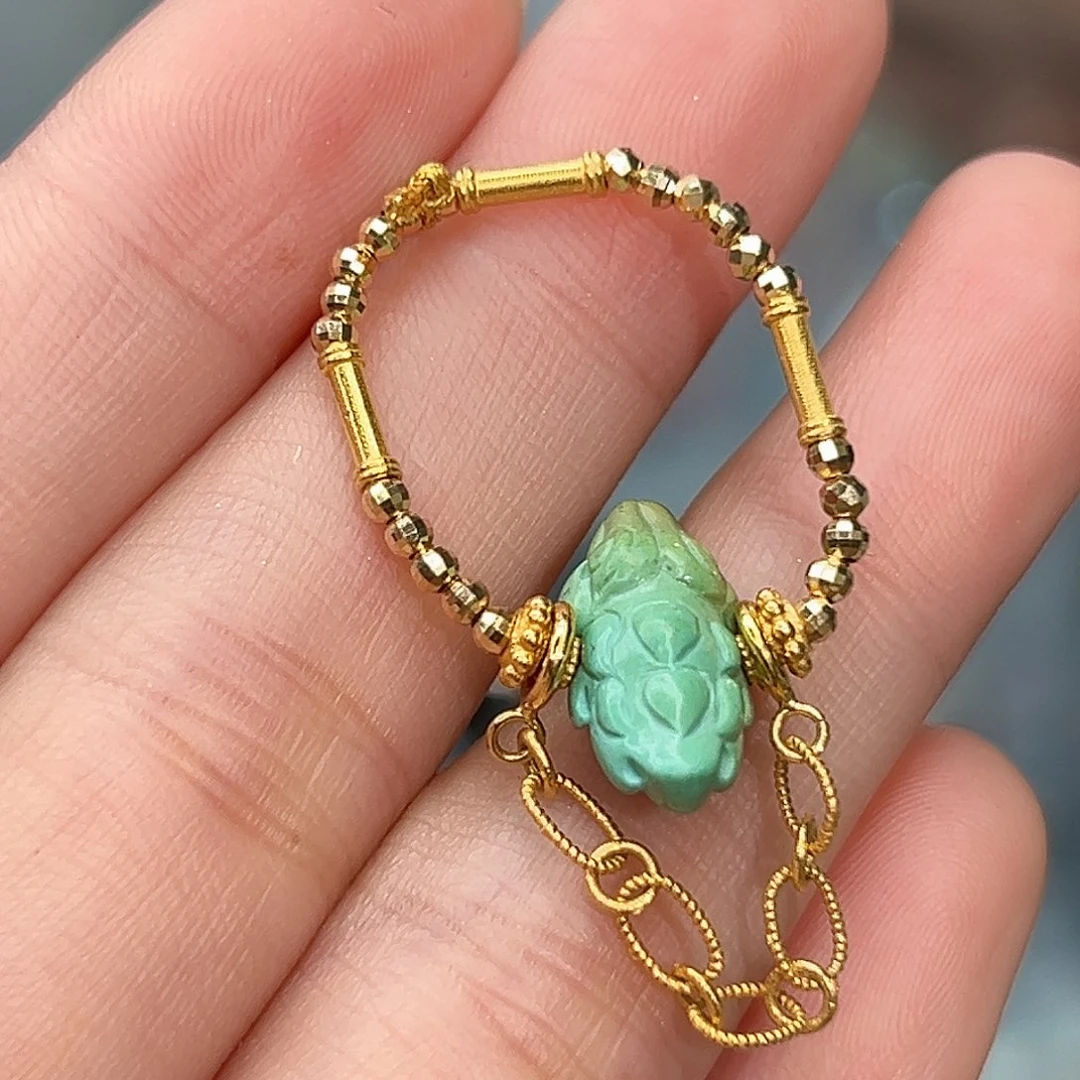 绿松石珠宝奇石18K金镶嵌