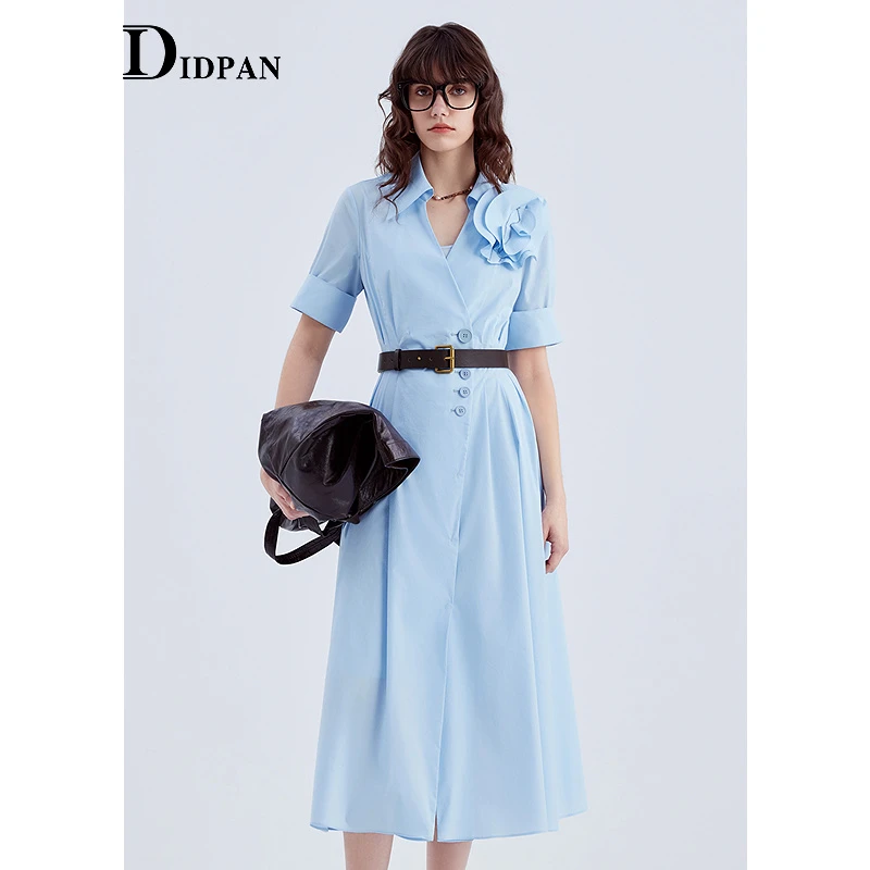 IDPAN小众设计师显瘦气质时尚收腰夏季短袖连衣裙2F2L93012