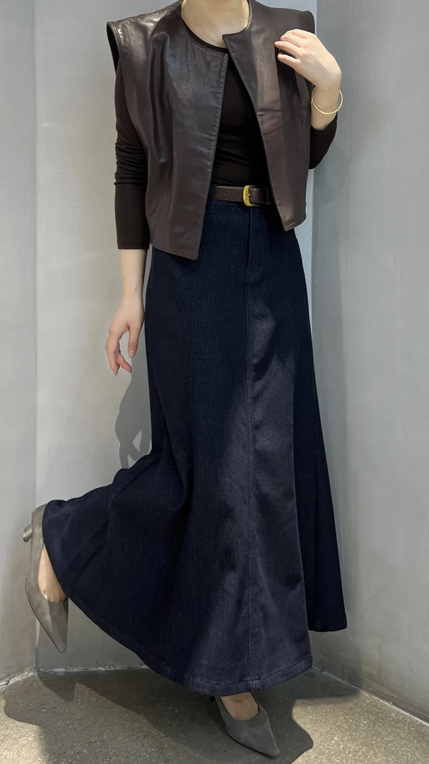 【MZMT】秋季牛仔裙蓝色高腰气质百搭A字裙女士休闲时尚-78090