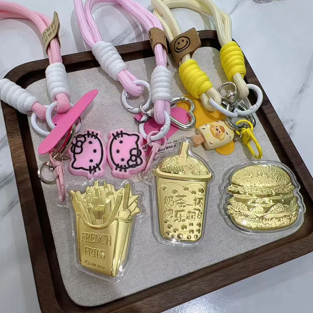 水贝热卖【卡通系列奶茶薯条汉堡】手机挂件可爱钥匙扣手机挂件