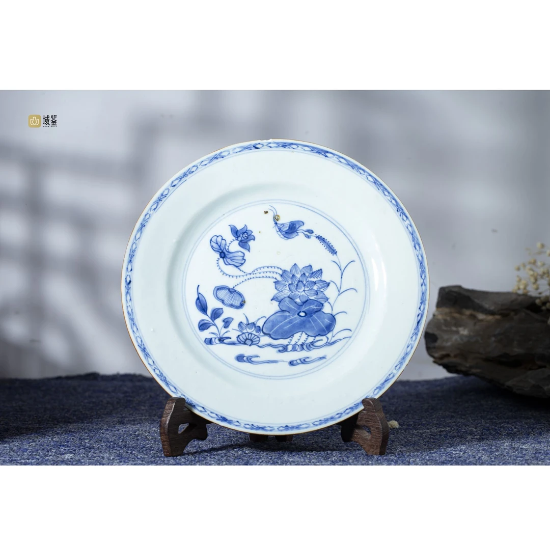 【拍卖-清早】·青花莲池纹折沿盘