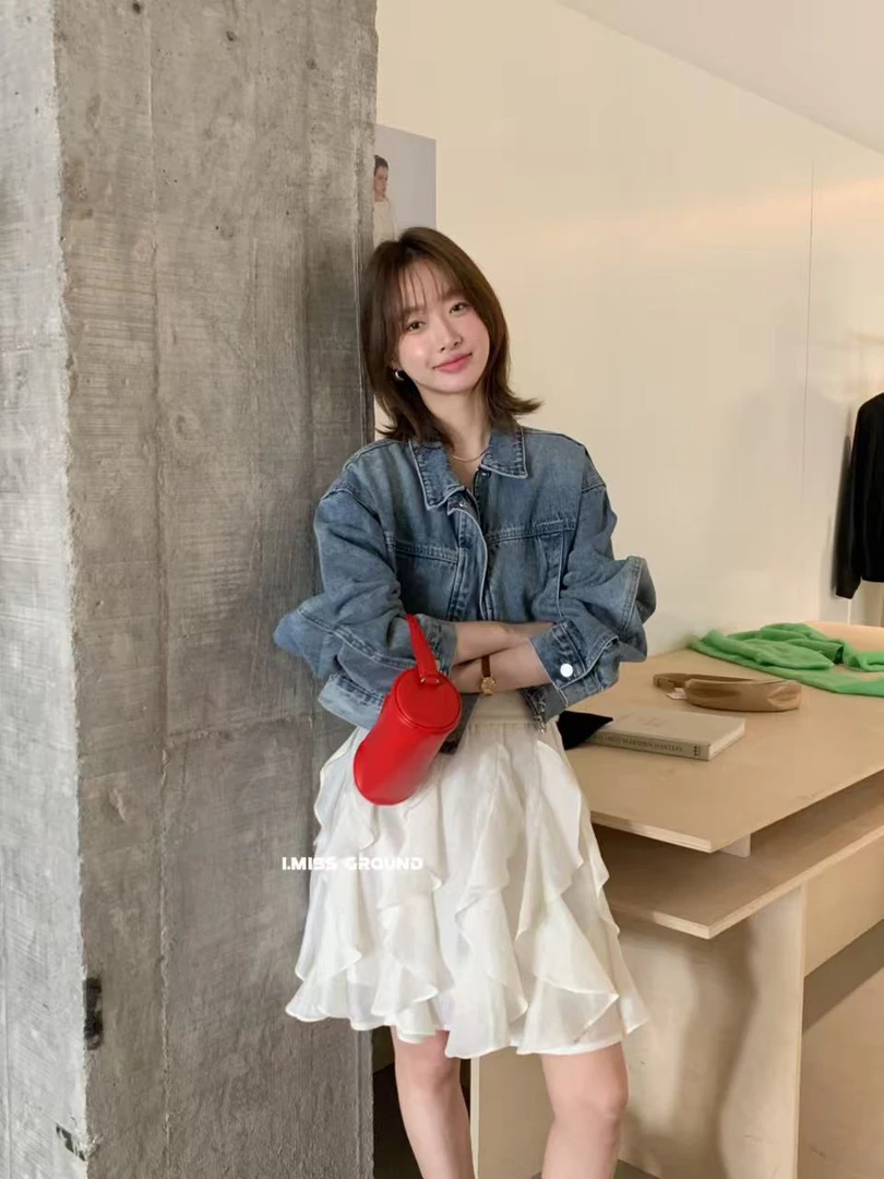 imiss@5287 韩系简约百搭短款牛仔外套 3-5