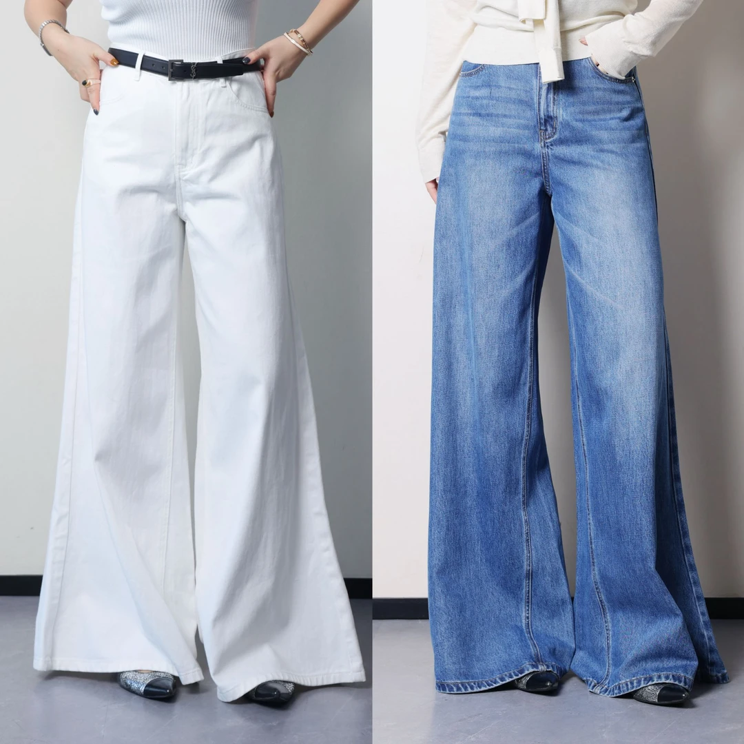 PRASE·杨杨【魅力长腿】微胖轻奢设计女天丝棉阔腿牛仔裤PR505C58