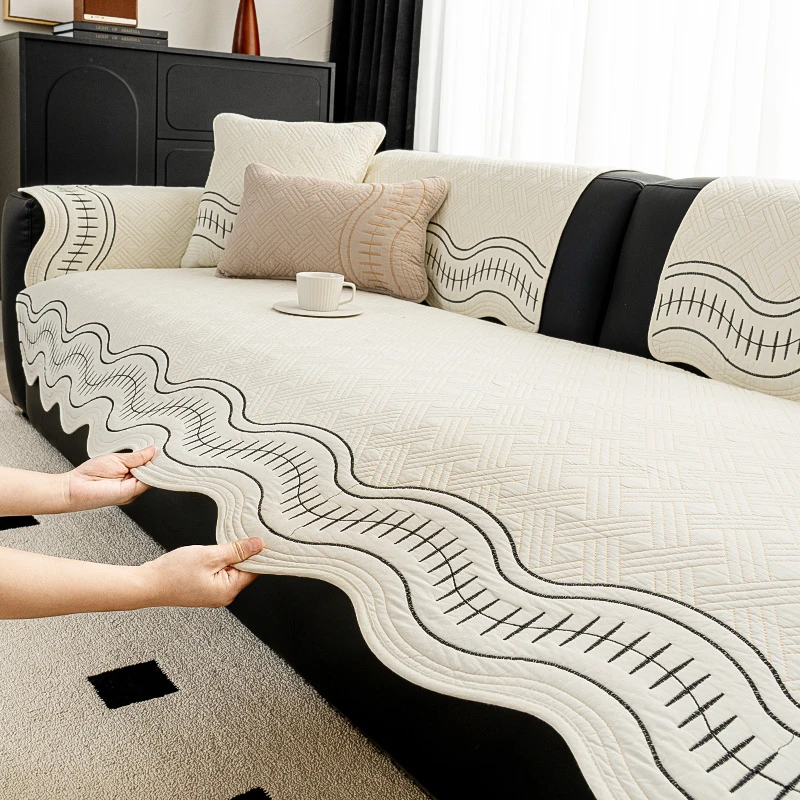 (异形线锦)法式2025简约奶油风沙发垫新款盖布防尘防滑沙发坐垫子