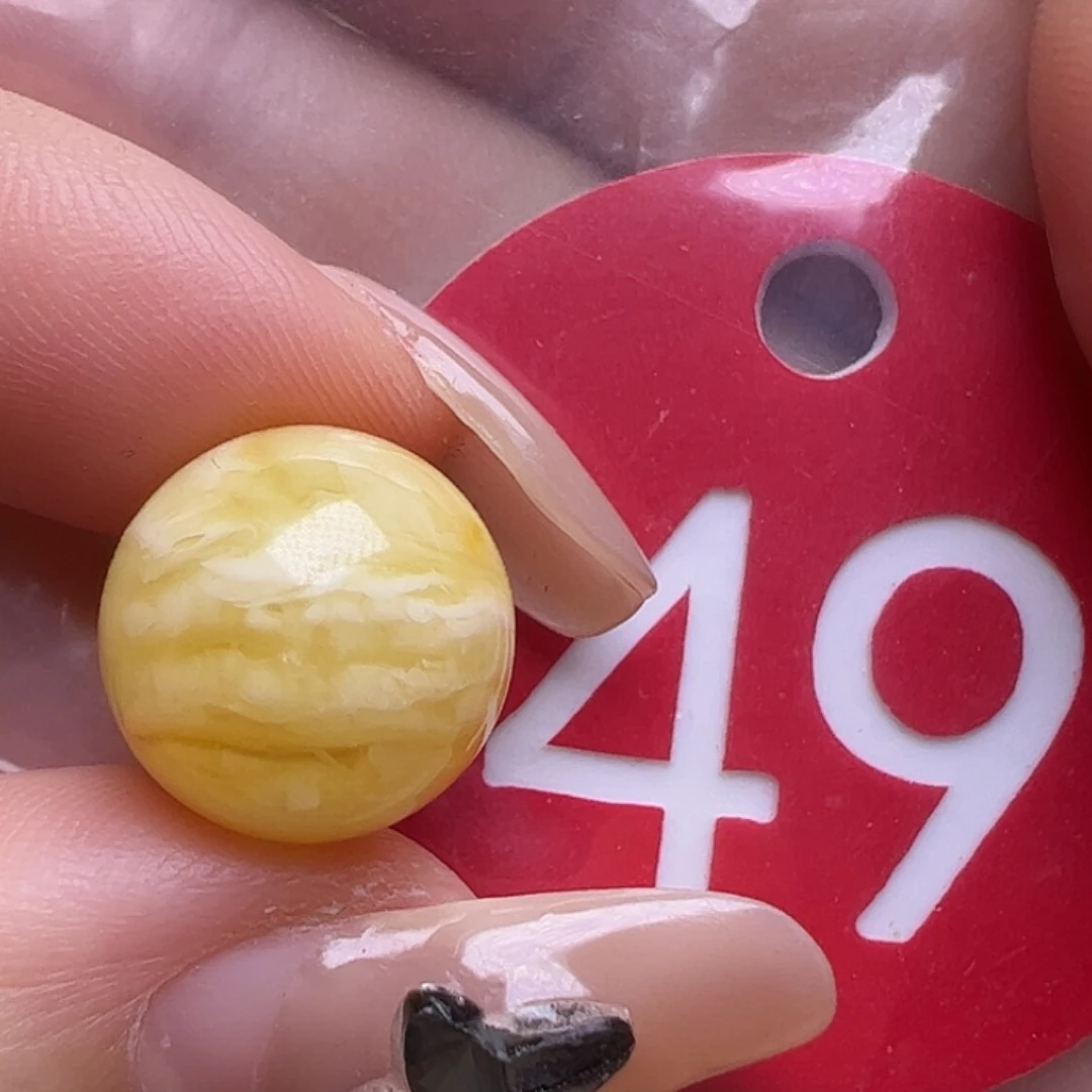 蜜蜡未镶嵌珠宝奇石微瑕12.5mm金瓷白虎皮圆珠