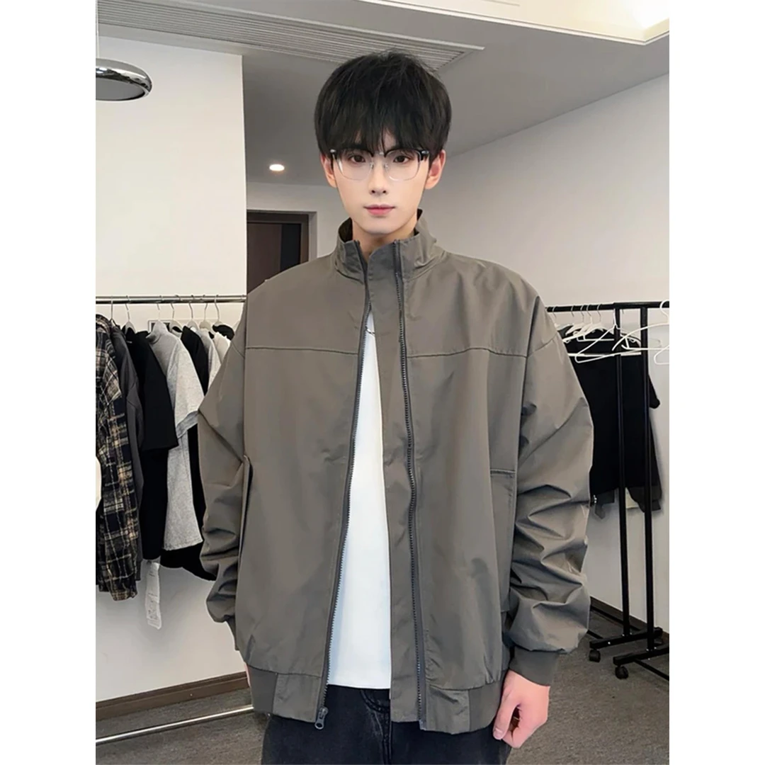 秋季新款男士廓形飞行员夹克立领美式cleanfit男女同款高品质外套