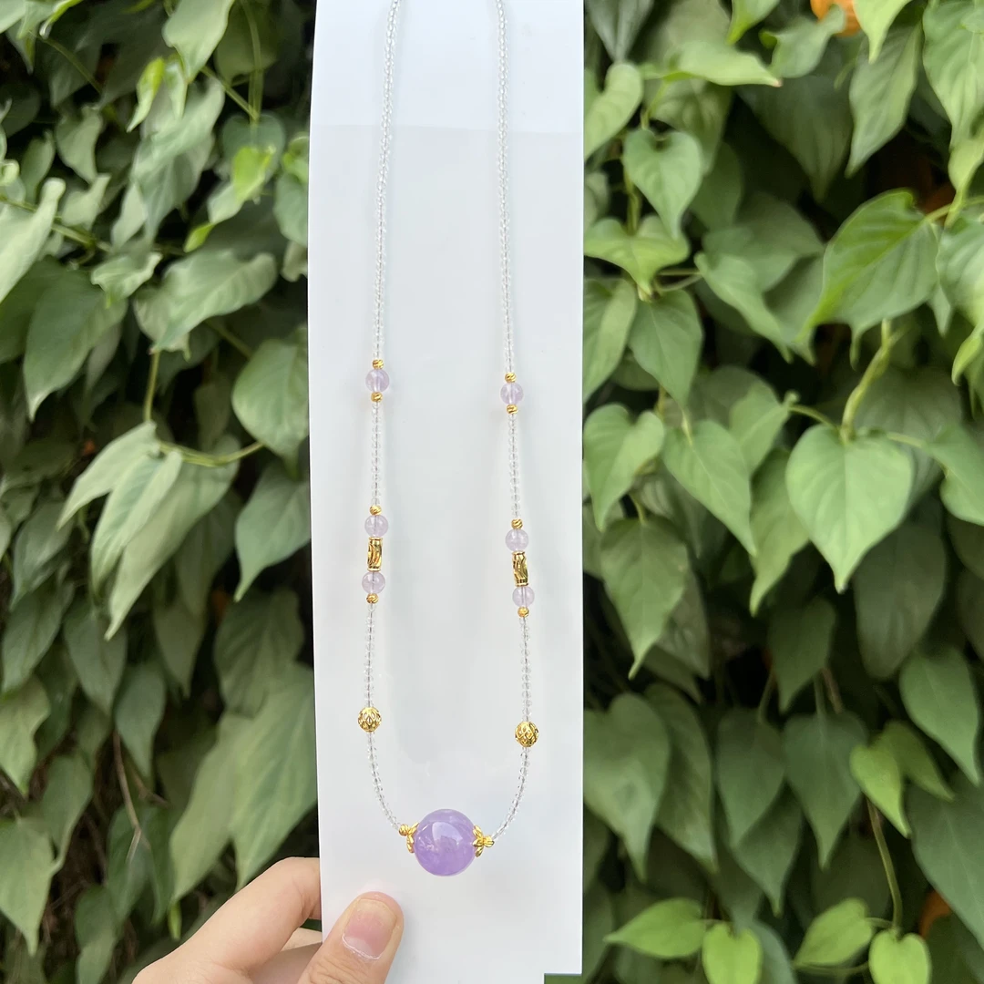 【晶澜月】Q036天然水晶 原创紫水晶设计款项链 多样性发其一