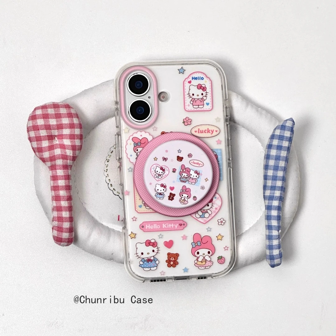 手账彩色星星美乐蒂kitty适用苹果17/16promax手机壳磁吸15/14