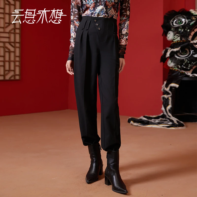 Ysimo-X云思木想新中式2024春季新斜门襟排扣百搭休闲裤11258