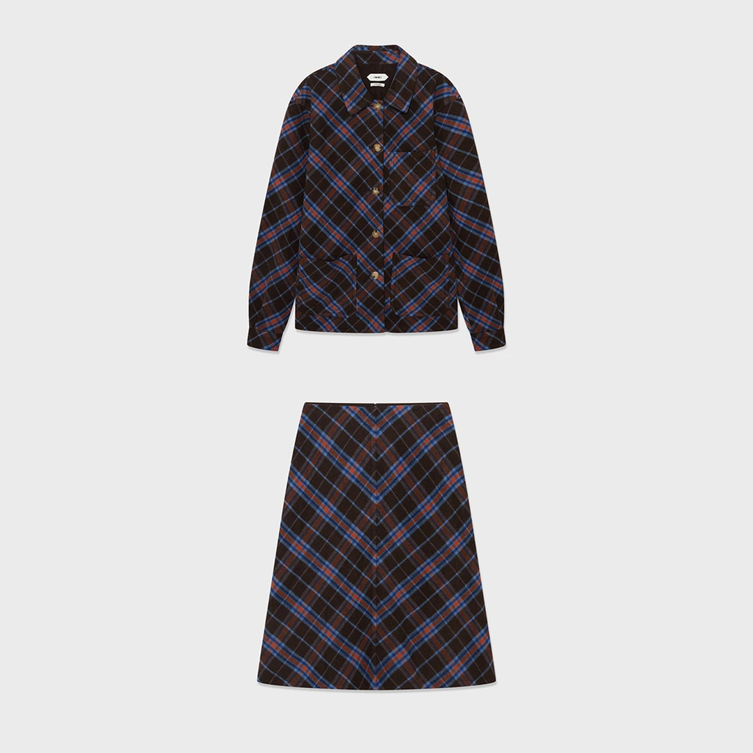 IMMI设计师品牌格纹双面呢衬衫式外套/半裙DSC买手店DY5I01042/43