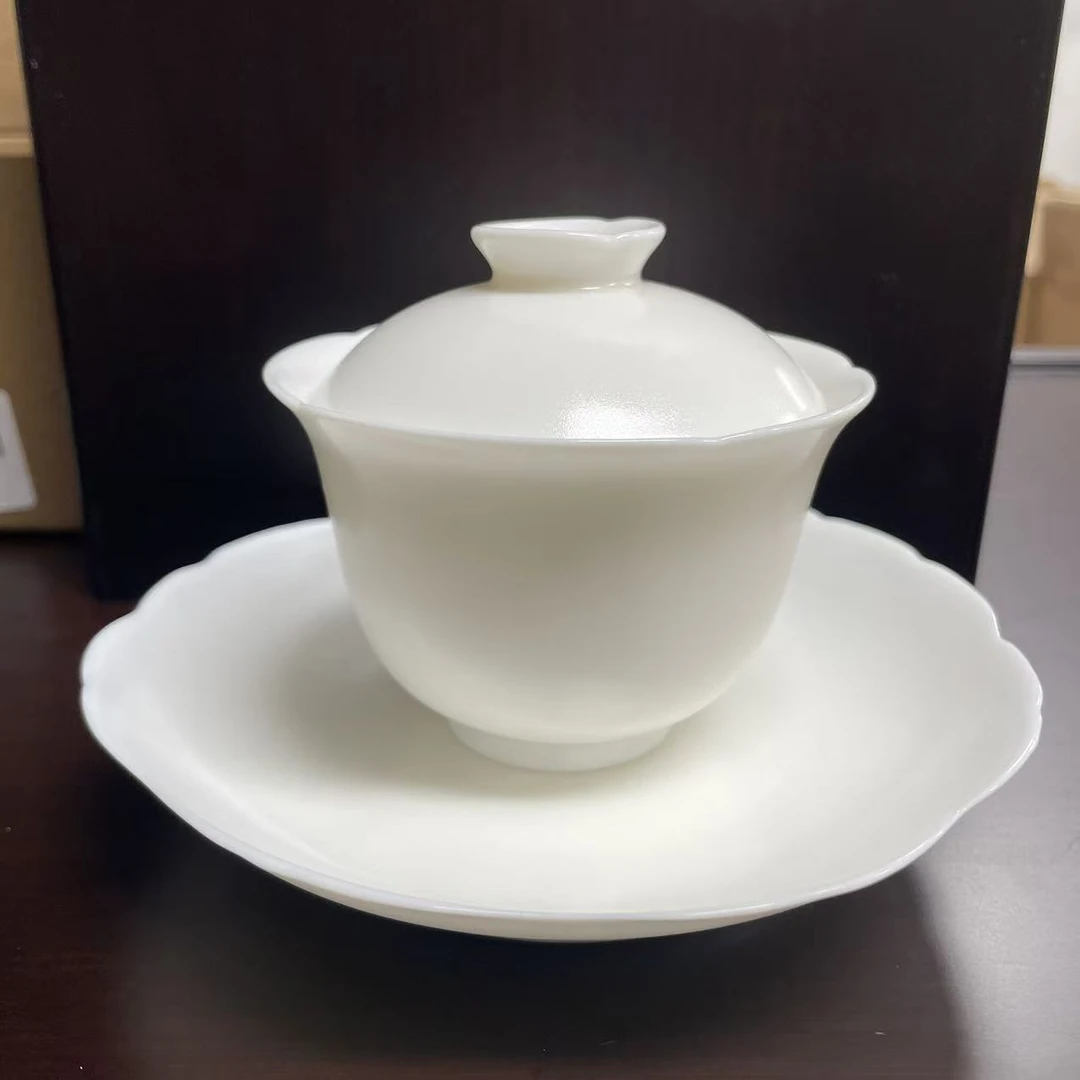 白汝异形盖碗不开片AA470