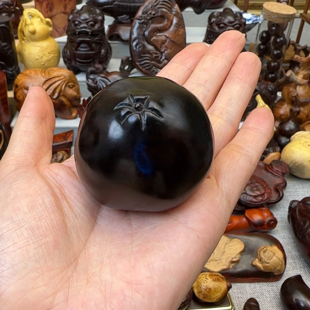 木老红木雕刻橘子把件